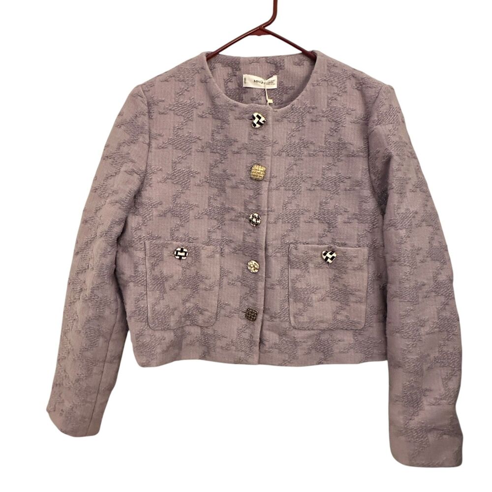 Mango MNG‎ Pastel Purple Houndstooth Career Jacket Chaqueta XXL NWT